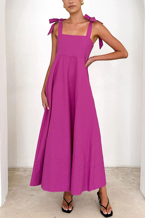 WW | Rosiedress Schleifen-Schulter Empire Taille Swing Maxi Cami Kleid
