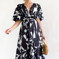 WW | Real Love Print Puffärmel Maxi Kleid