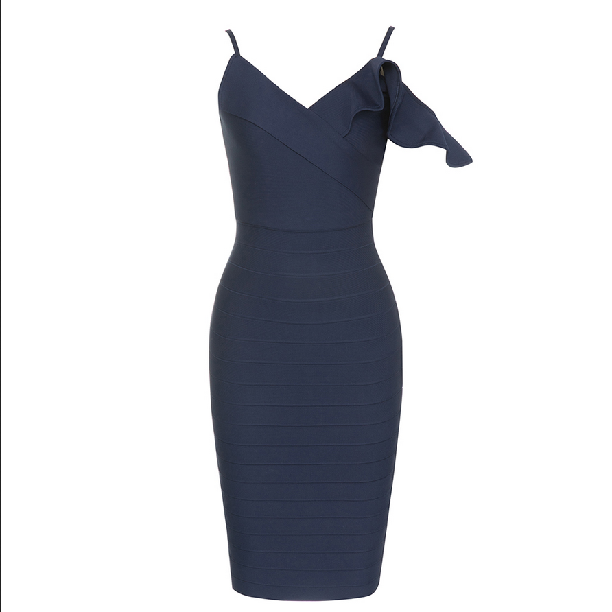 Midikleid mit Umschlagbund | Blau