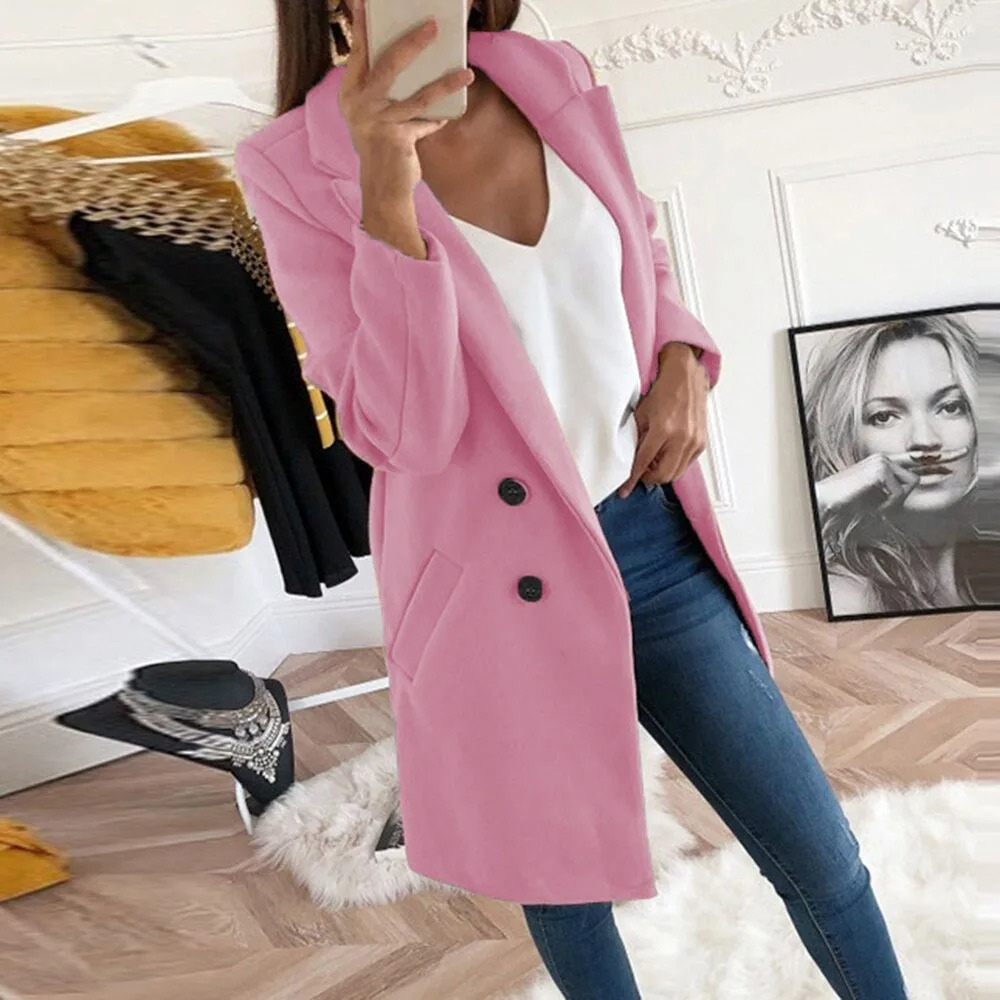WW | Chic Trenchcoat Damen mit Tailliertem Silhouette und Knopfverschluss