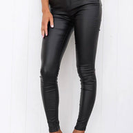 WW | Hohe Taille Faux Leder Dehnbare Slim Fit Hosen