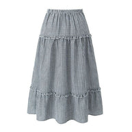 WW | Gestuftes Gingham-Midirock mit Rüschendetail