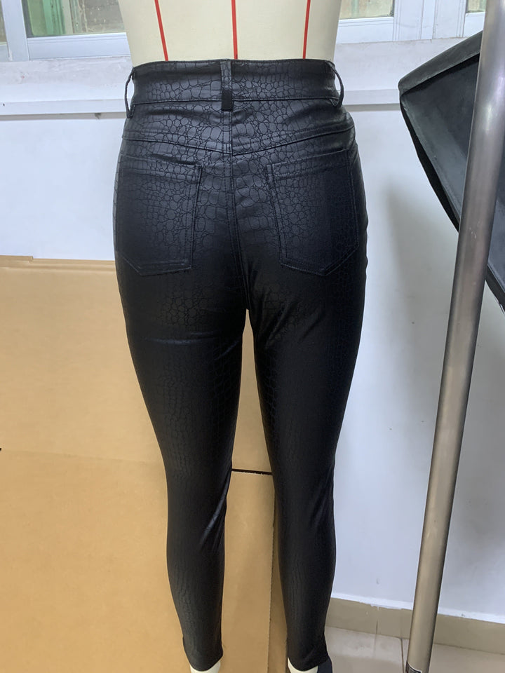 W&W Mode | Beschichtete Skinny Jeans Mit Hoher Taille