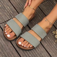 WW | Korksandalen mit Zwei Riemen und Offenen Zehen