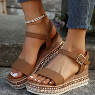 WW | Elegante Damen Schnalle Komfort Plattform Sandalen