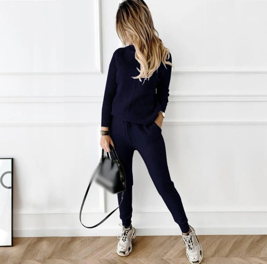 WW | Gestreifter Rollkragenpulli Und Elastische Hose Im Set