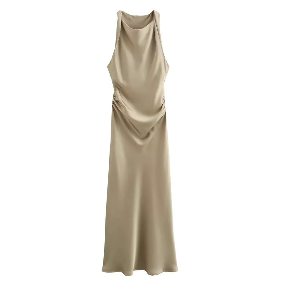 WW | Satin Maxikleid Elegante Drapierung