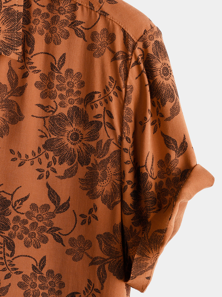 WW | Retro Blumenmuster Mit Kurzen Ärmeln