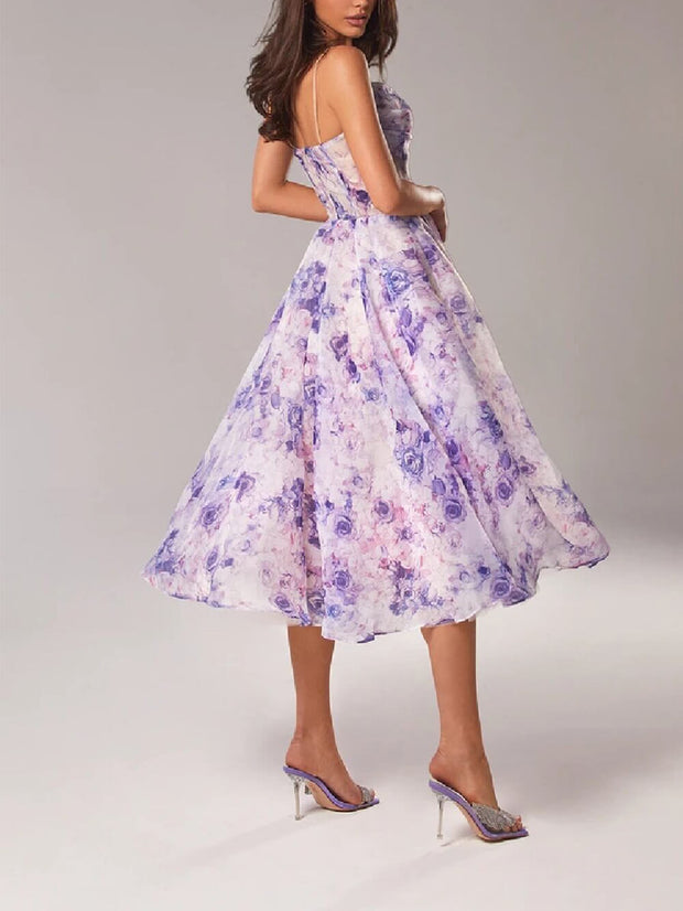 WW | Chiffon Swing Midi-Kleid mit Blumenmuster für Damen
