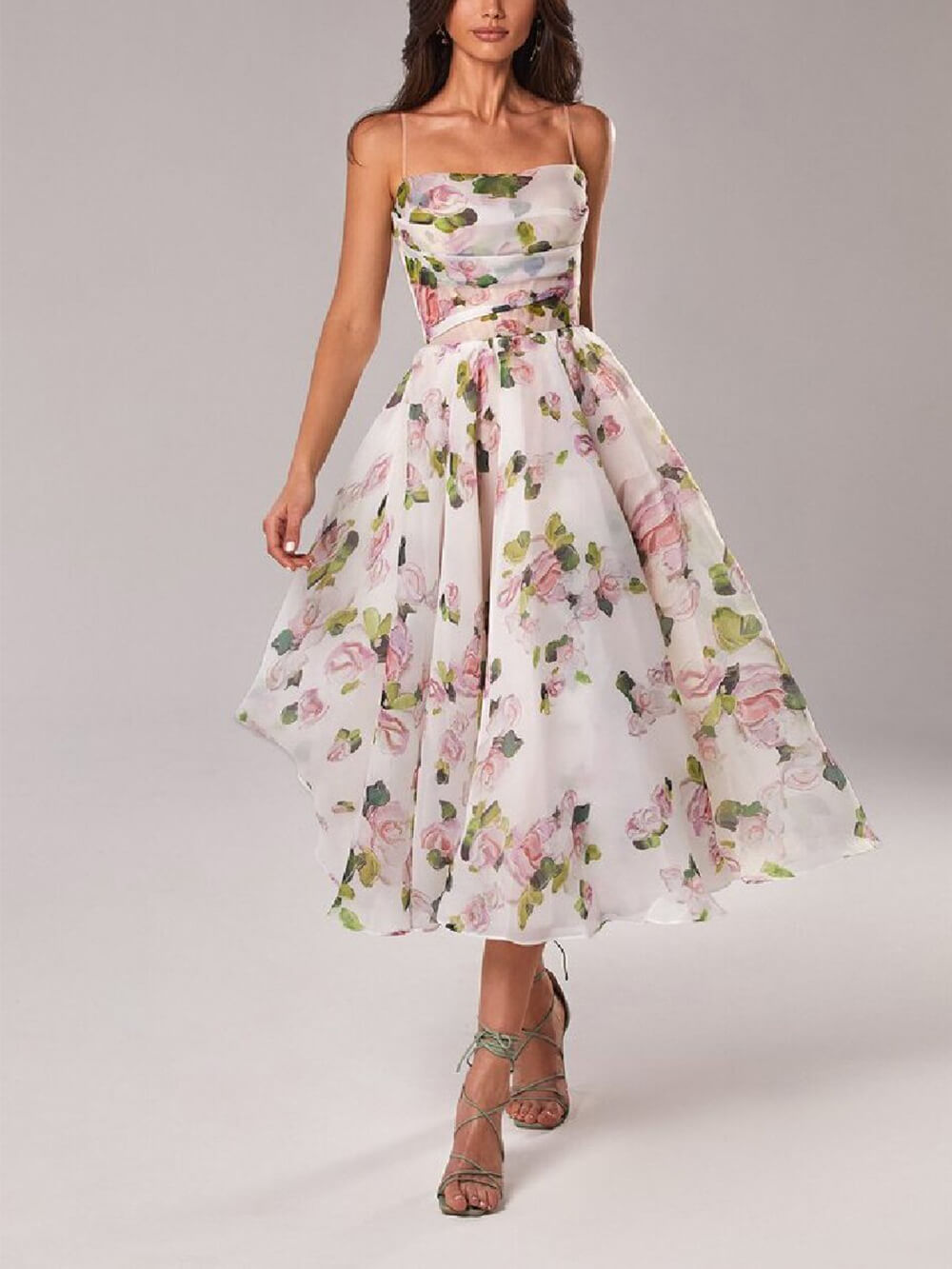 WW | Chiffon Swing Midi-Kleid mit Blumenmuster für Damen