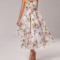 WW | Chiffon Swing Midi-Kleid mit Blumenmuster für Damen
