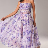 WW | Chiffon Swing Midi-Kleid mit Blumenmuster für Damen