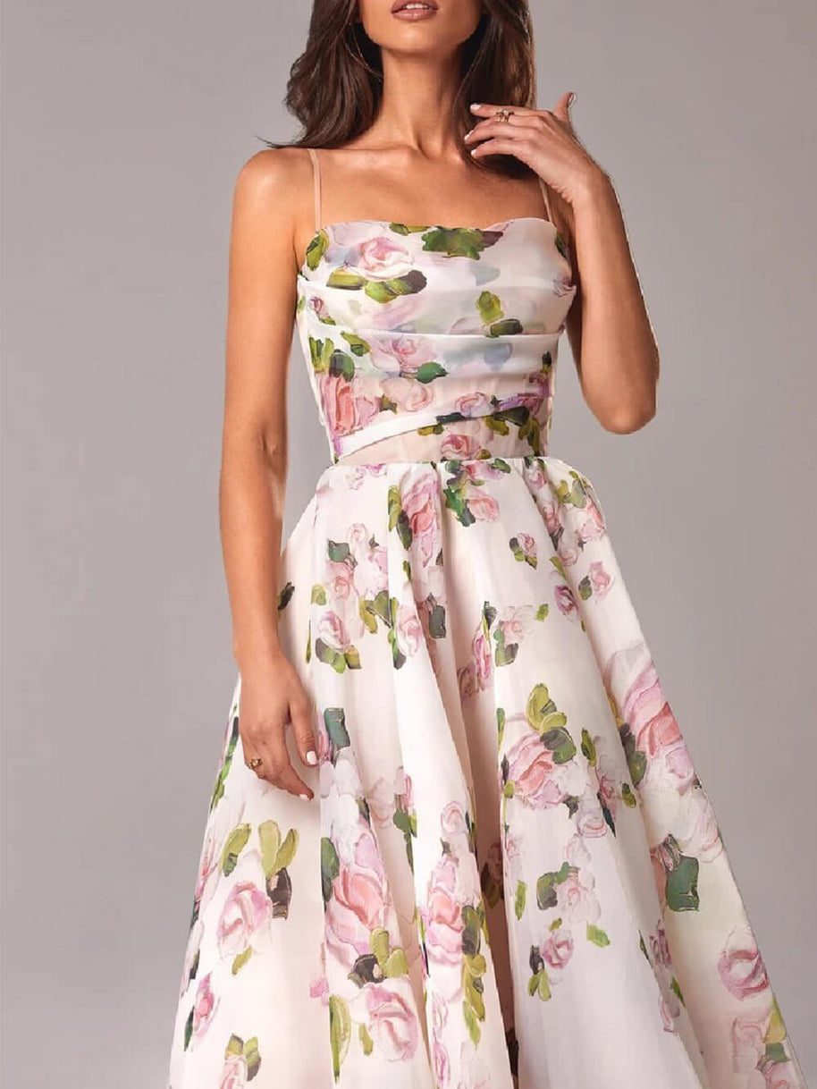 WW | Chiffon Swing Midi-Kleid mit Blumenmuster für Damen