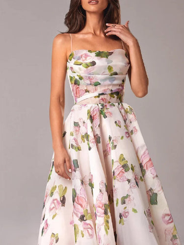 WW | Chiffon Swing Midi-Kleid mit Blumenmuster für Damen