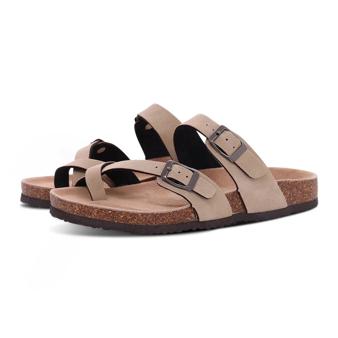 W&W Mode | Wildleder Damen Sandalen Mit Doppeltem Riemen