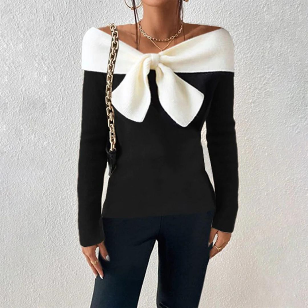 W&W Mode | Farbe Block Off the Shoulder Pullover