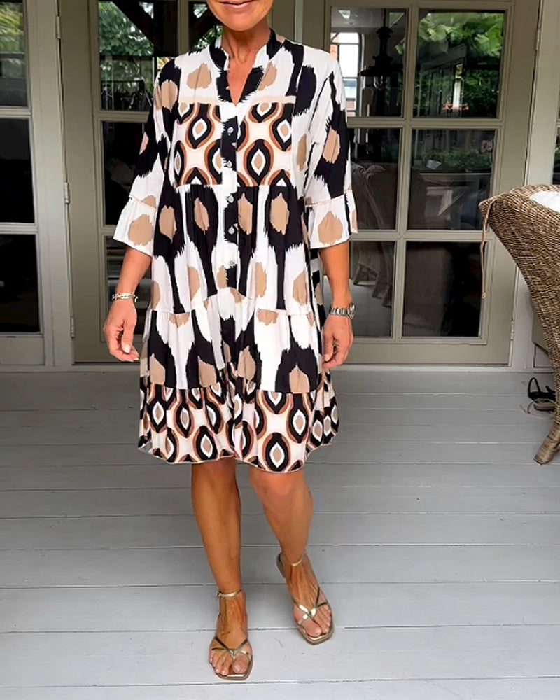WW A-line Kleid | Stilvolles bedrucktes Midi-Sommerkleid für Frauen mit Taschen