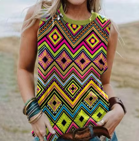 WW | Geometrie 3d Druck Western Ethnic Style Tanktops