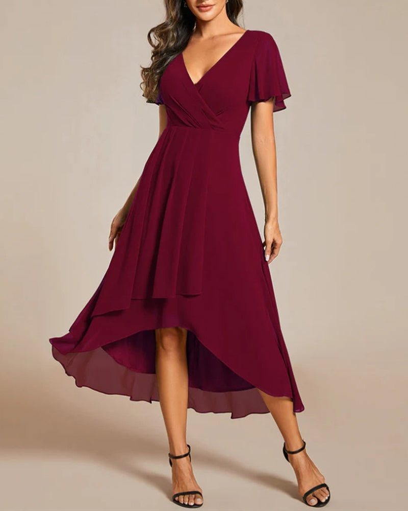 WW | Kleid mit V-Ausschnitt und Rüschenärmeln