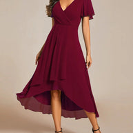 WW | Kleid mit V-Ausschnitt und Rüschenärmeln