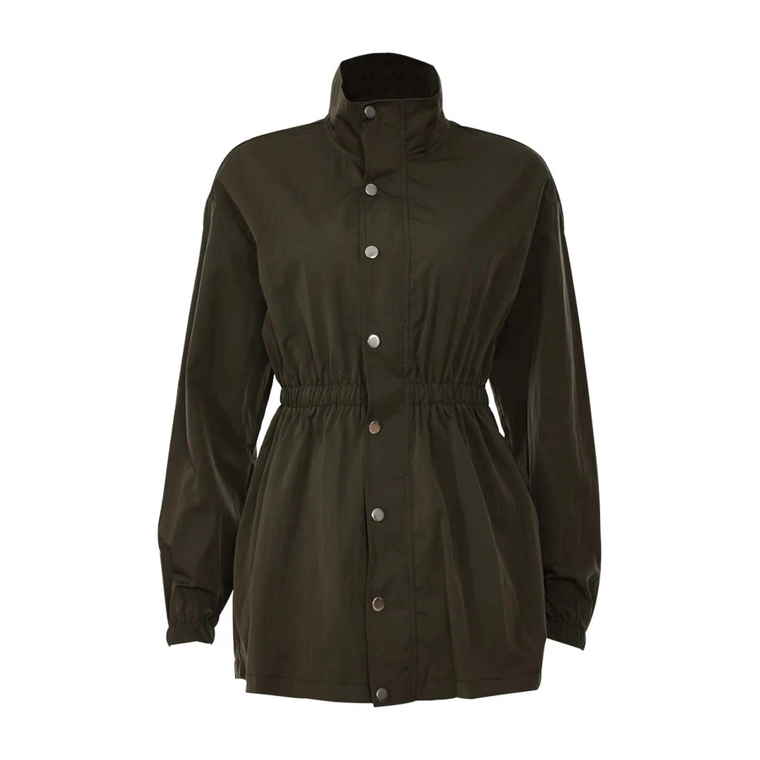 W&W Mode - Damen khaki lässige Kordelzugjacke