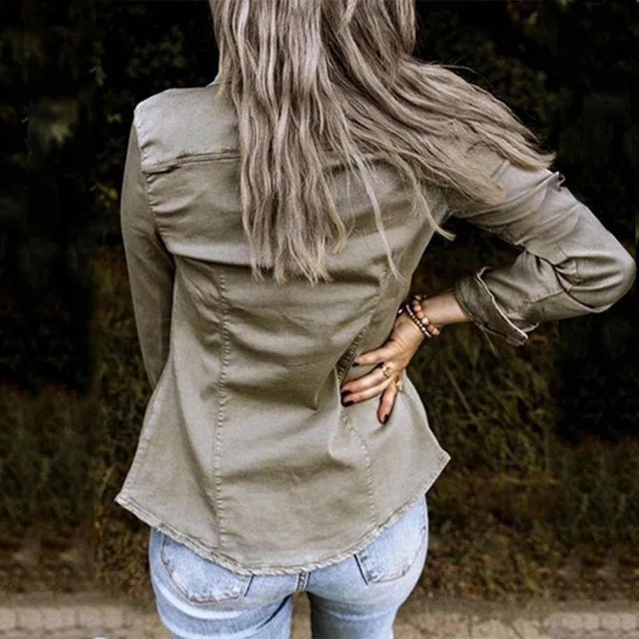 WW | Damen Sommerjacke Im Military Denim Stil