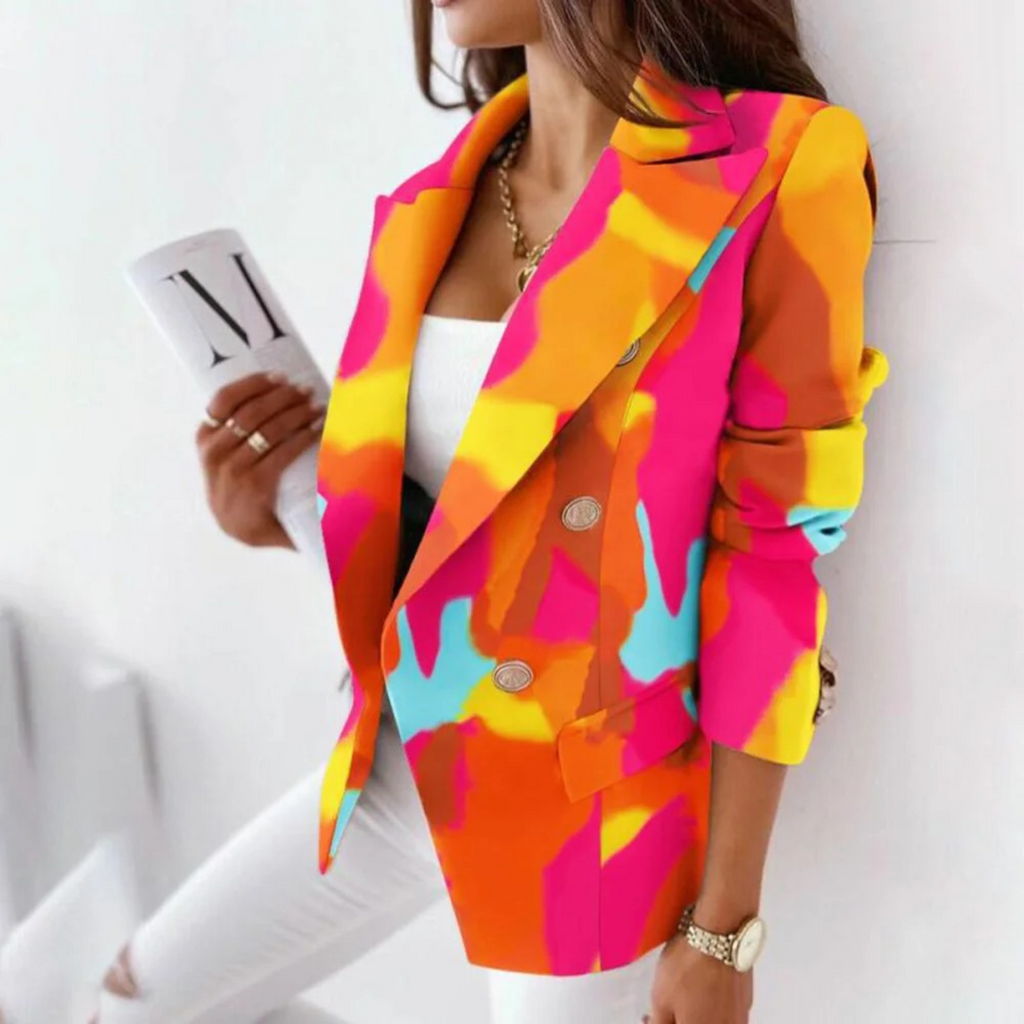 WW | Überschlagkragen Damen Blazer, Lässiger Einfacher Langarmmantel