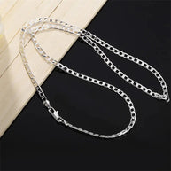 WW | Sterling Silber 4mm Flache Kette Für Herren