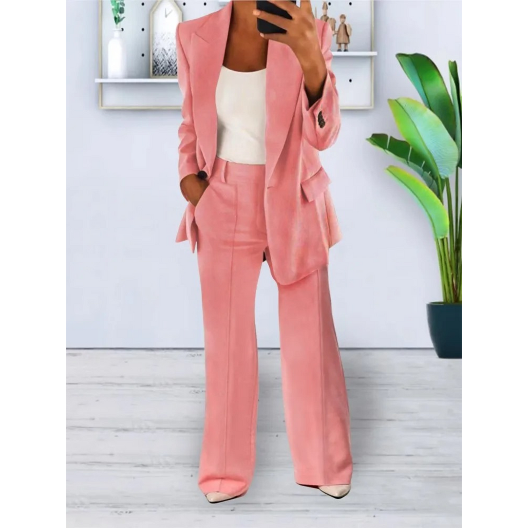 W&W Mode | lässige Passform einfarbiger lässiger Taschenblazer und Hosen Set