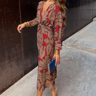 WW | Elegantes Floral Bindeband-Midi-Kleid