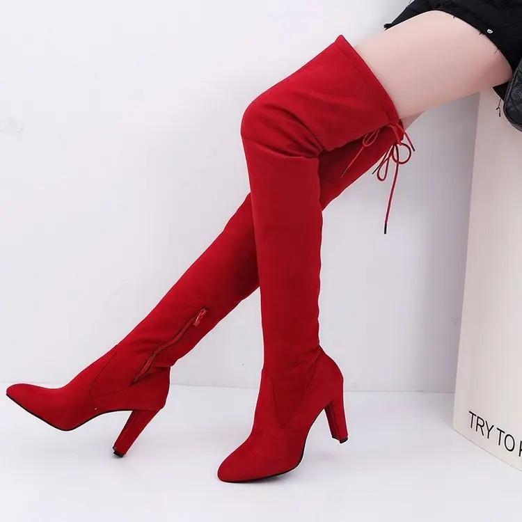 W&W Mode | Overknee Stiefel Mit Hohem Absatz Und Seitenreißverschluss Trendy Damenstiefel