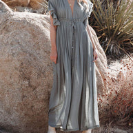 WW | Stil Maxi Kleid mit Flatterärmeln für Frauen