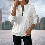 WW | Strickpullover mit halbem Reißverschluss Damen