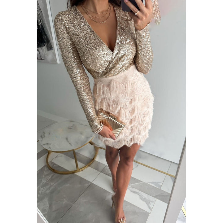 W&W Mode | Stilvolle Winter Chic Glitter Mini Kleid für Frauen