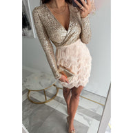 WW | Stilvolle Winter Chic Glitter Mini Kleid für Frauen