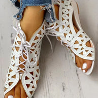 WW | Flache Sandalen Im Ethnischen Stil Mit Aussparung