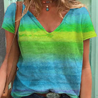 WW | Luftiges T-shirt Mit V-ausschnitt Und Regenbogenmuster