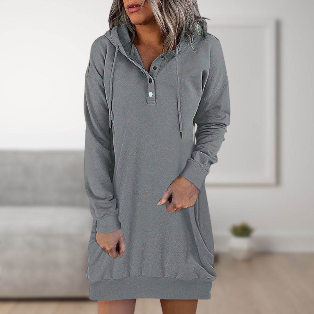 W&W Mode Kapuzenkleid | Trendy Kapuzen pullover für Damen