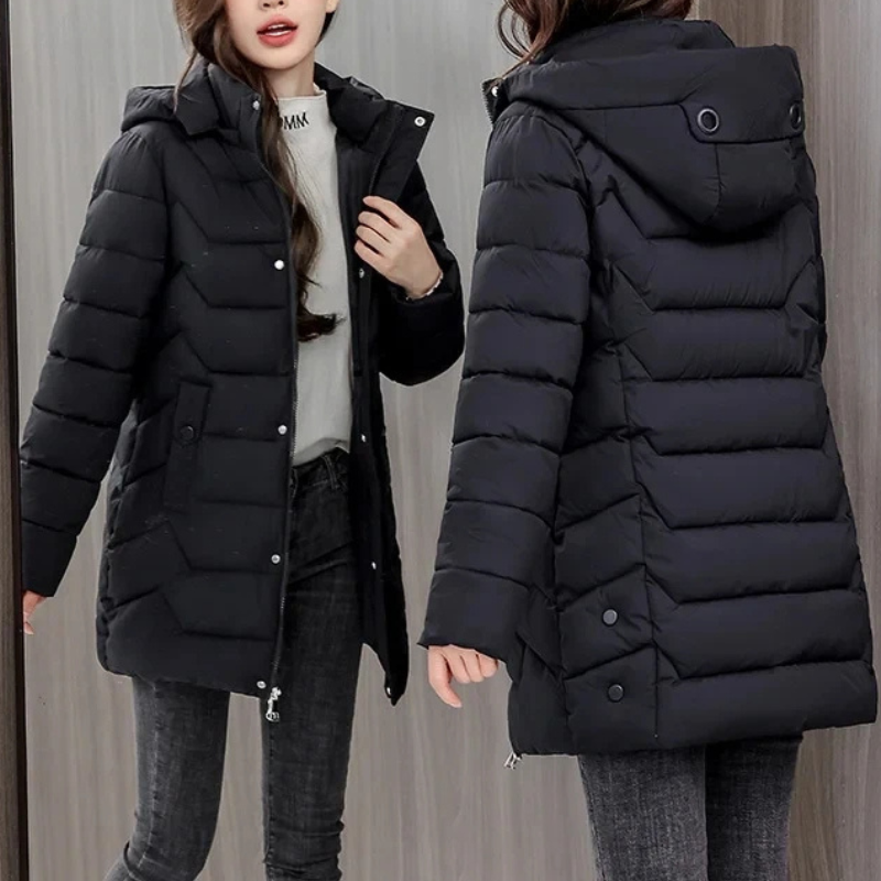 WW | Damen Gesteppte Jacke Mit Kapuze Und Reißverschluss, Warm Und Bequem