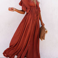 WW | Stilvolles Maxikleid mit Flatterärmeln für Frauen
