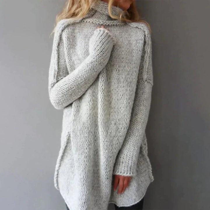 W&W Mode - Grauer übergroßer Pullover mit Rollkragen