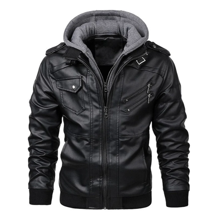 WW | Lederjacke Mit Kapuze Für Herren