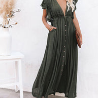 WW | Stilvolles Maxikleid mit Flatterärmeln für Frauen