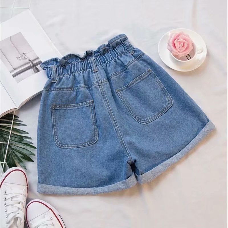 Damen Denim-Shorts mit hohem Bund und elastischem Taillenbereich WW