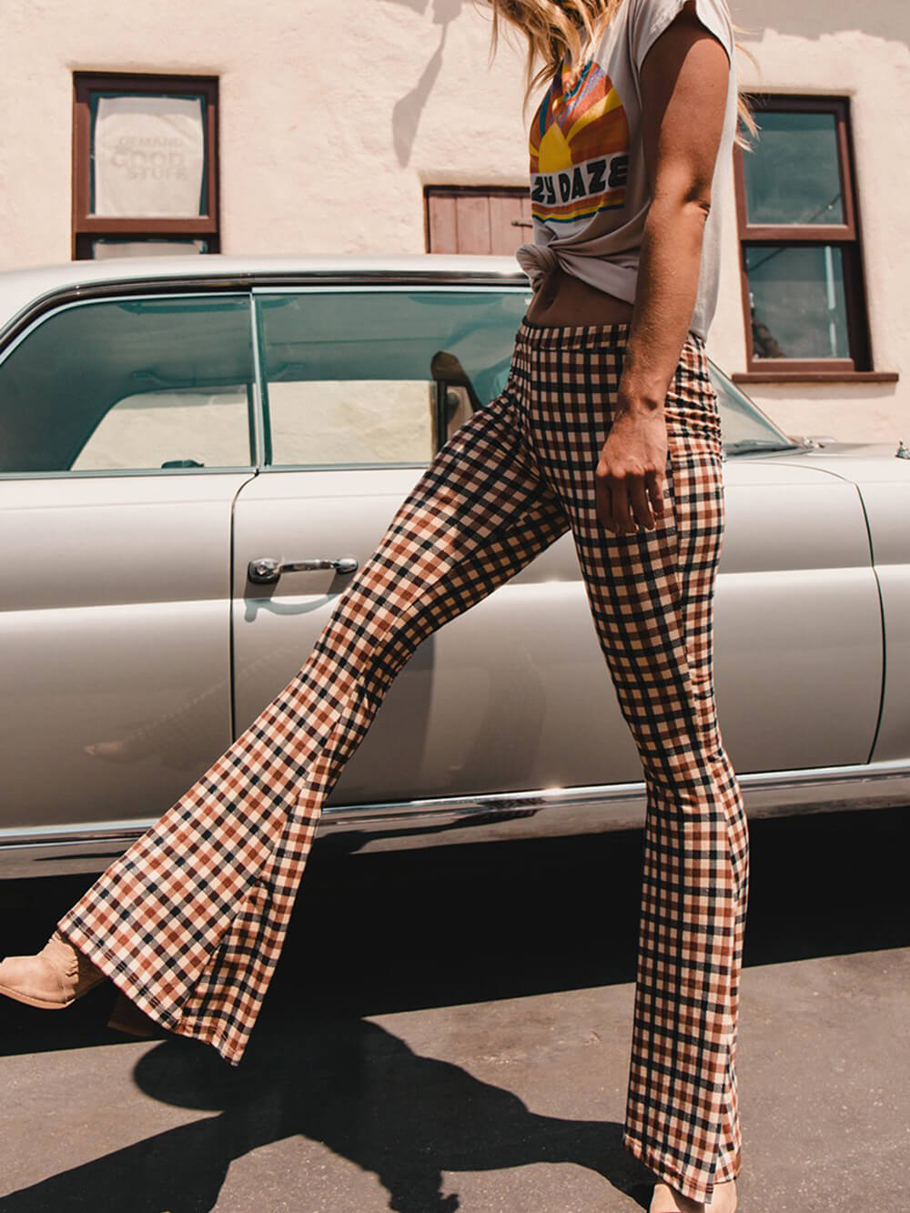 WW | Karierte Hose mit weitem Bein
