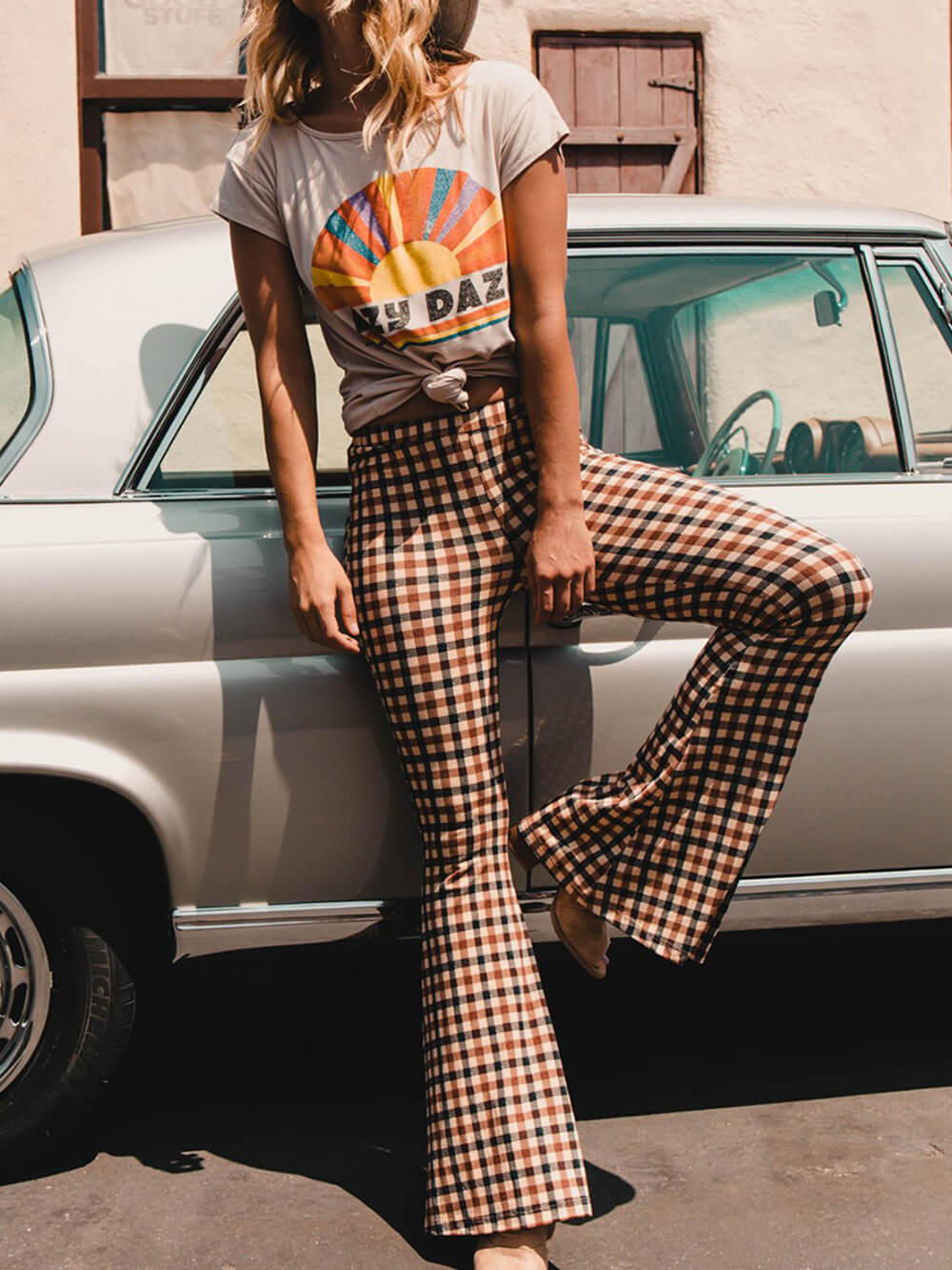 WW | Karierte Hose mit weitem Bein