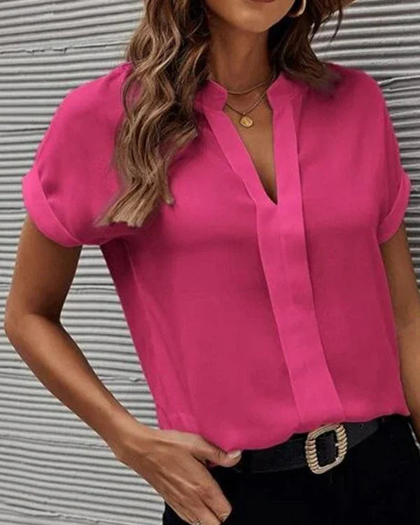 WW | Kurzärmelige Bluse Mit V-ausschnitt