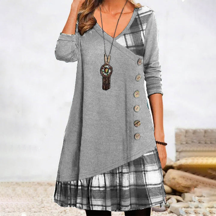 W&W Mode | Langärmeliges Kariertes Kleid