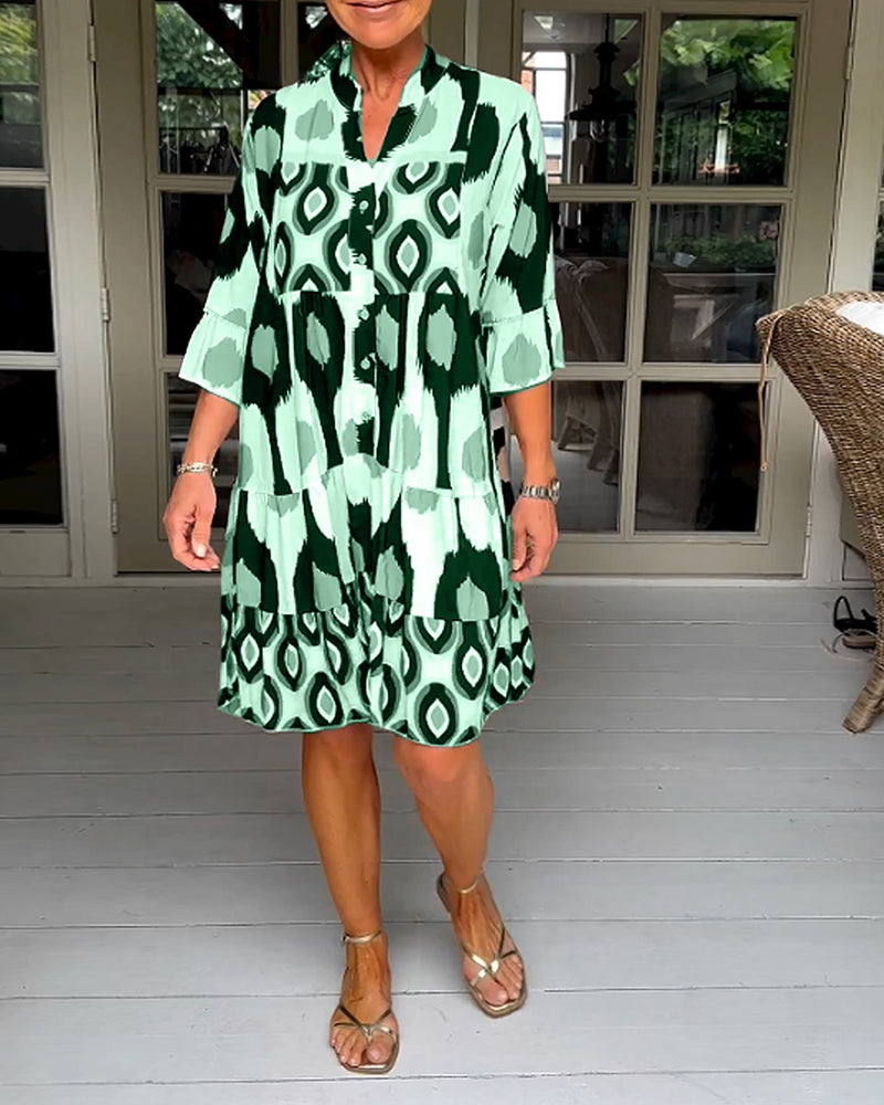 WW A-line Kleid | Stilvolles bedrucktes Midi-Sommerkleid für Frauen mit Taschen