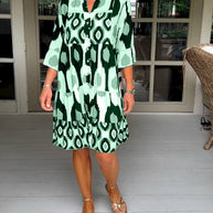 WW A-line Kleid | Stilvolles bedrucktes Midi-Sommerkleid für Frauen mit Taschen